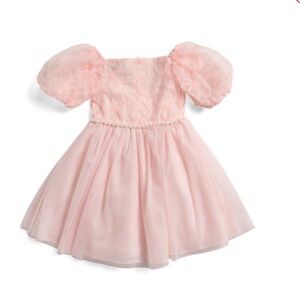 Pink Puff Sleeve tulle Dress